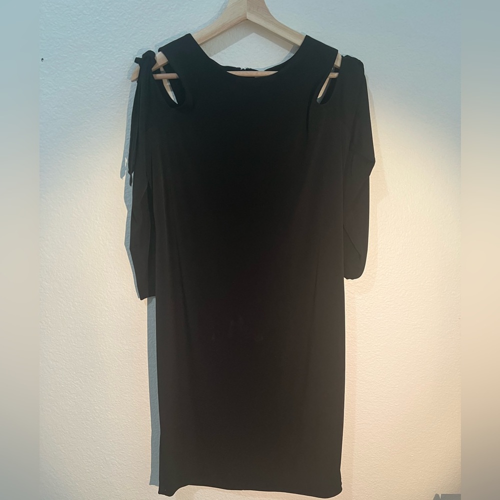 Calvin Klein black mini dress long sleeve cut out sleeves | size 12